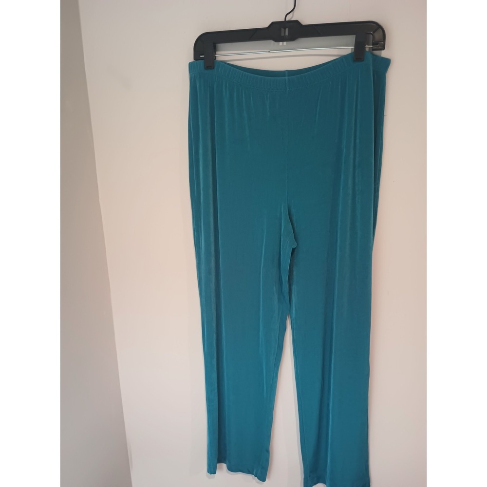 Vintage 90s Choices Teal Slinky Velour Stretch Wide Leg Lounge Pants Large USA